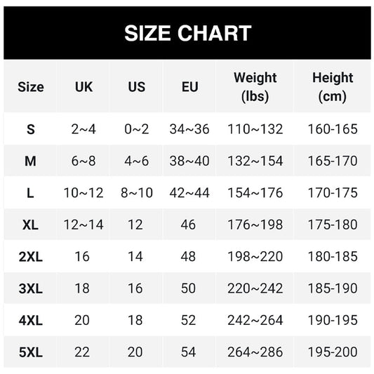Women's international size reference