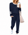 Solid Long Sleeve Pullover Drawstring Pants Set