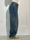 Rhinestone Embellished Wide Leg Jeans