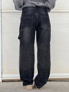 Rhinestone Embellished Wide Leg Jeans