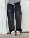 Rhinestone Embellished Wide Leg Jeans