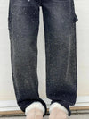 Rhinestone Embellished Wide Leg Jeans