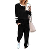 Solid Long Sleeve Pullover Drawstring Pants Set