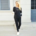 Solid Long Sleeve Pullover Drawstring Pants Set