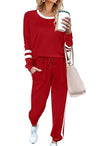 Solid Long Sleeve Pullover Drawstring Pants Set