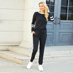 Solid Long Sleeve Pullover Drawstring Pants Set