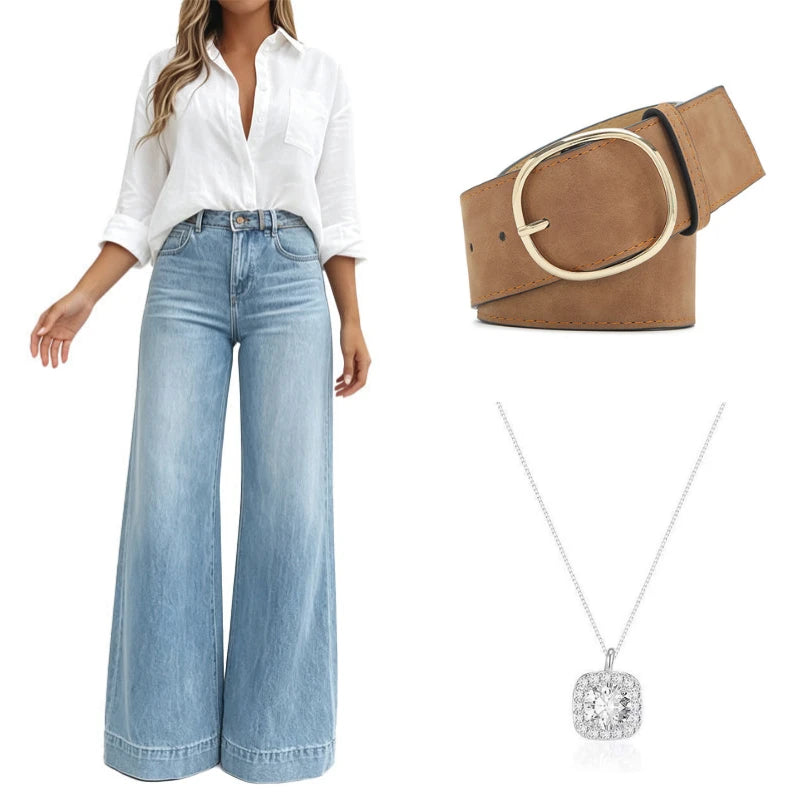 Vintage High-Waisted Wide-Leg Jeans