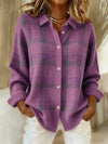 Brushed Plaid Knit Cardigan