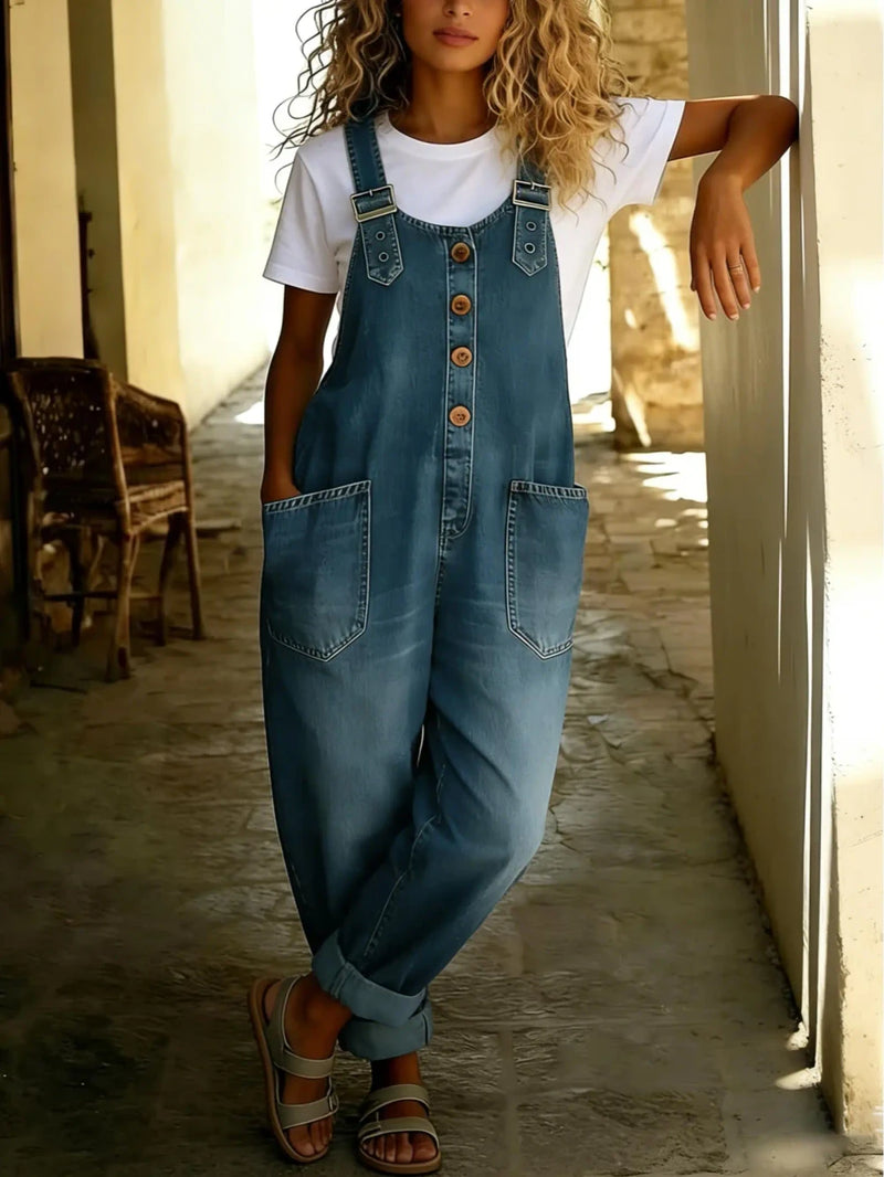 Vintage Loose Denim Bib Overalls
