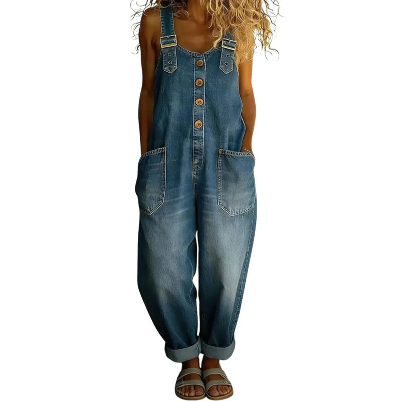 Vintage Loose Denim Bib Overalls