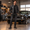 Mens Classic Stand Collar Leather Jacket