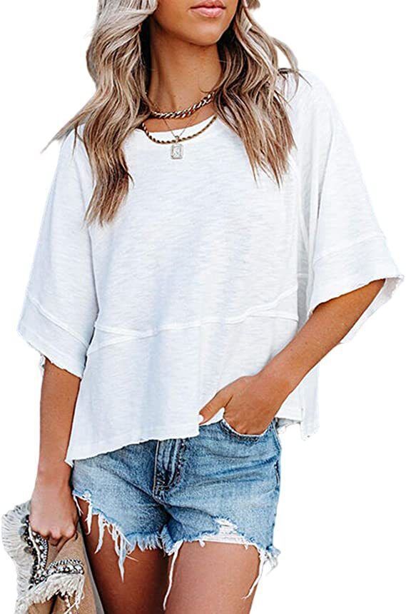 Relaxed Flared Sleeve T-Shirt - White