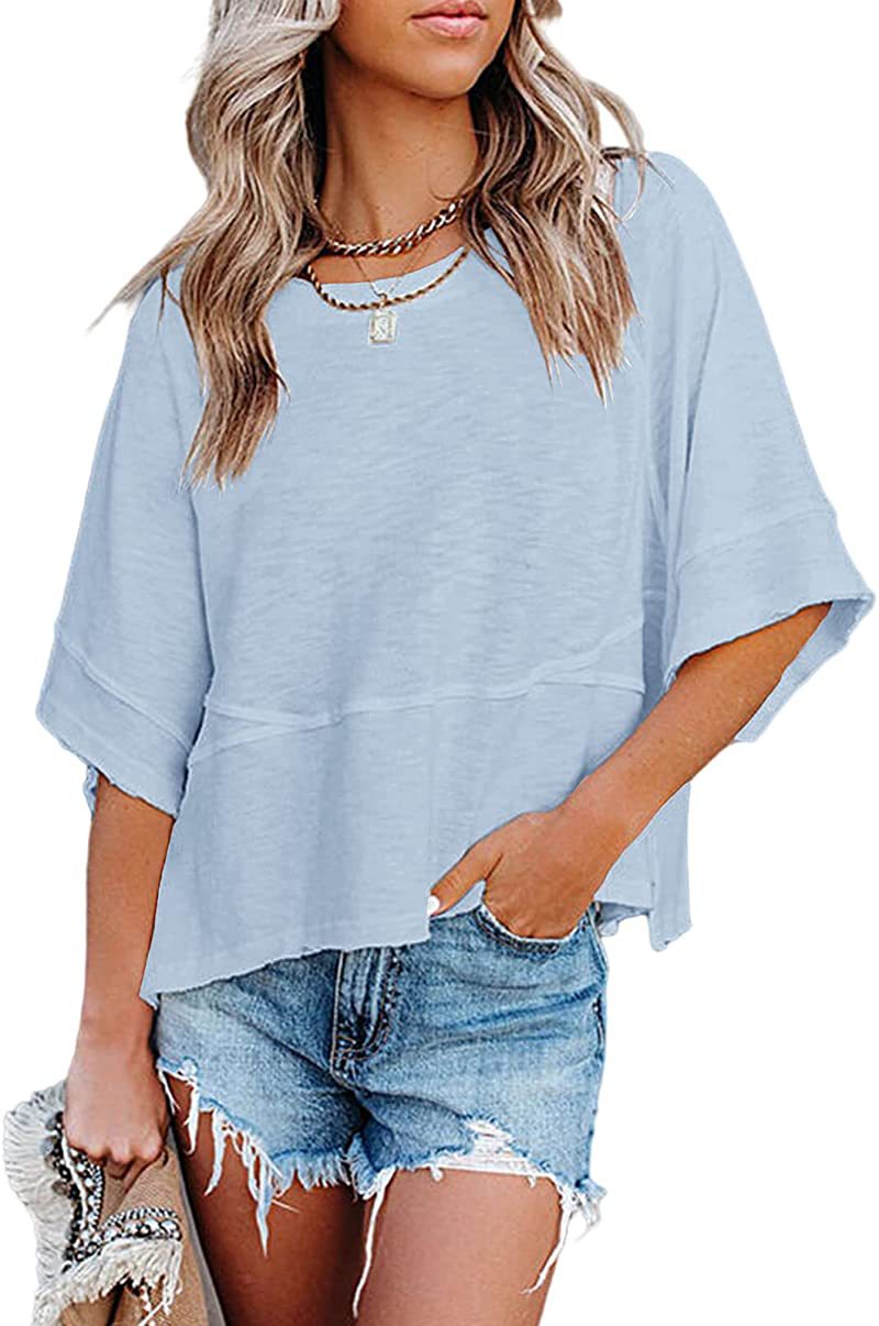 Relaxed Flared Sleeve T-Shirt - Light Blue
