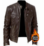 Mens Classic Stand Collar Leather Jacket