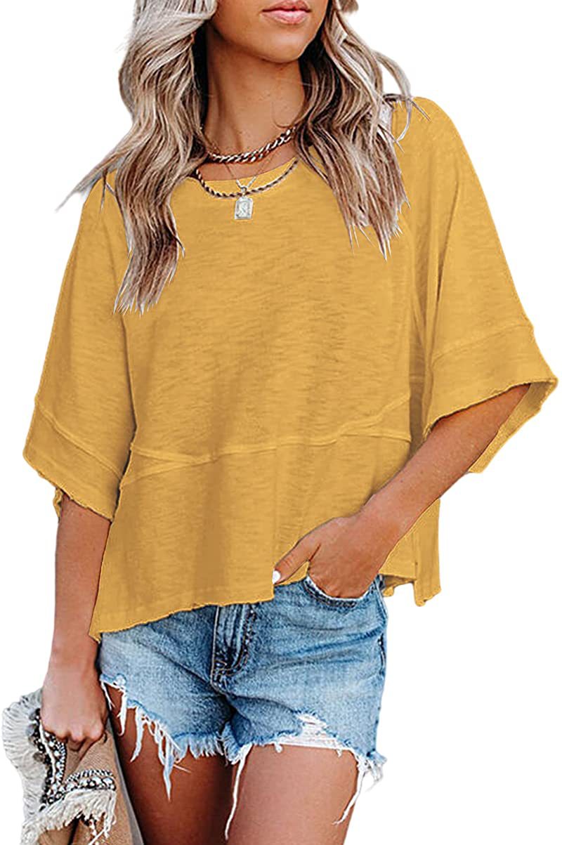 Relaxed Flared Sleeve T-Shirt - Mustard