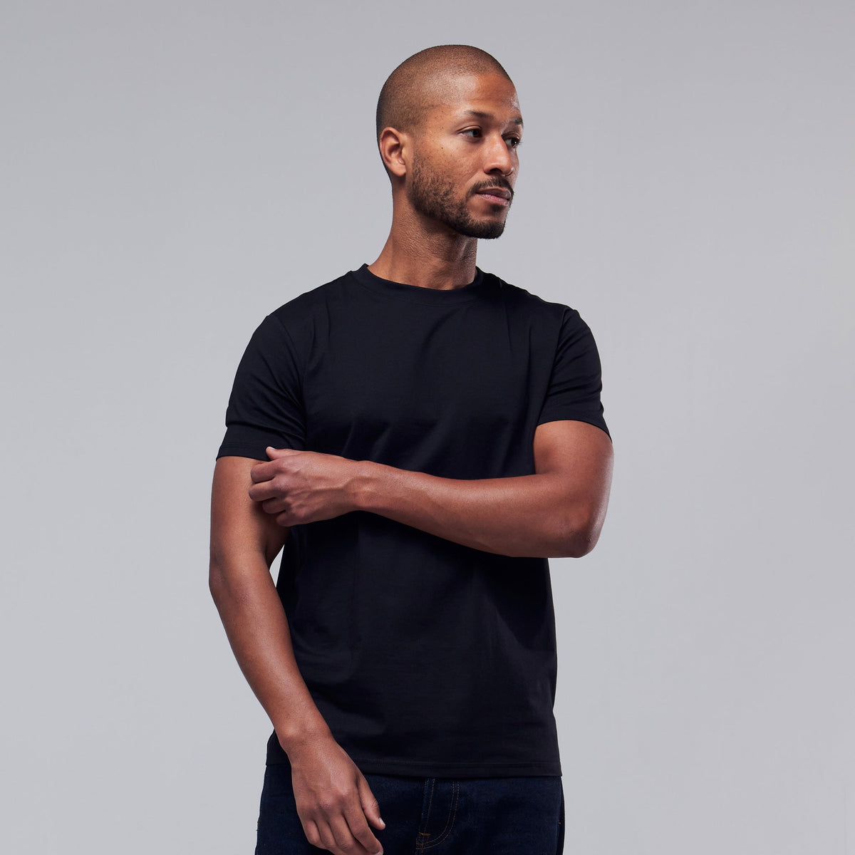 Black premium men's T-shirt detail view