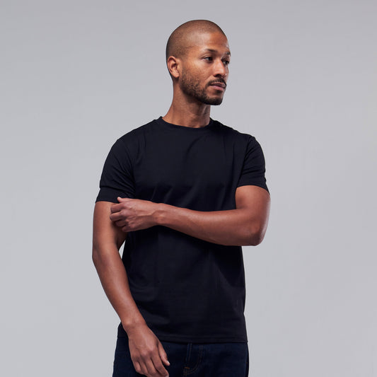 Black premium men's T-shirt detail view