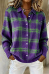 Brushed Plaid Knit Cardigan