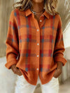 Brushed Plaid Knit Cardigan