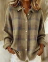 Brushed Plaid Knit Cardigan