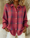 Brushed Plaid Knit Cardigan