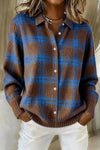 Brushed Plaid Knit Cardigan