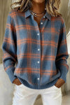 Brushed Plaid Knit Cardigan