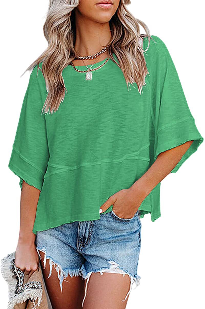Relaxed Flared Sleeve T-Shirt - Green