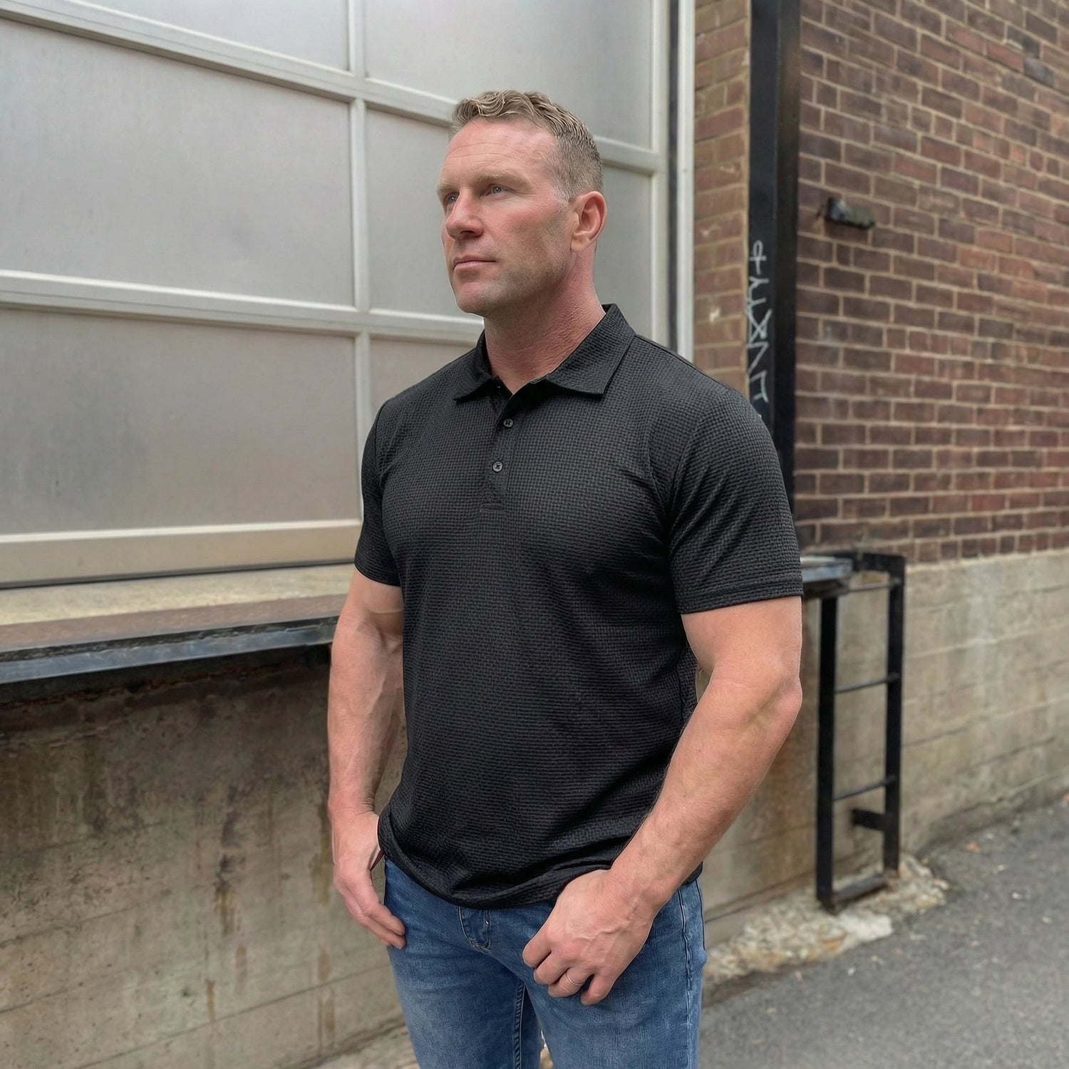 Men's stretch polo lifestyle image