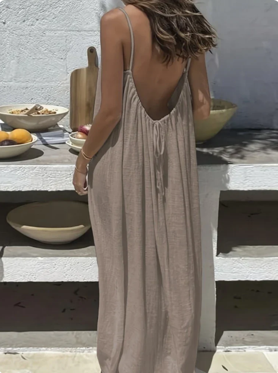 Summer Backless Maxi Slip Dress