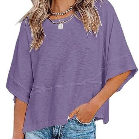 Relaxed Flared Sleeve T-Shirt - Lavender