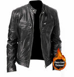Mens Classic Stand Collar Leather Jacket