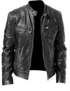Mens Classic Stand Collar Leather Jacket