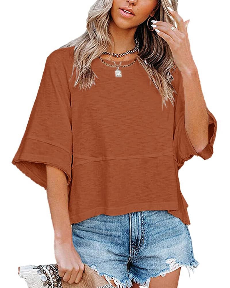 Relaxed Flared Sleeve T-Shirt - Rust