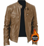 Mens Classic Stand Collar Leather Jacket