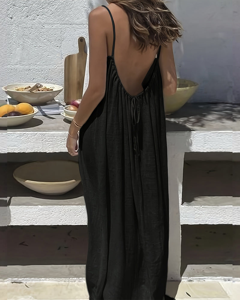 Summer Backless Maxi Slip Dress