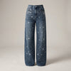 Rhinestone Embellished Wide Leg Jeans