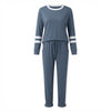 Solid Long Sleeve Pullover Drawstring Pants Set