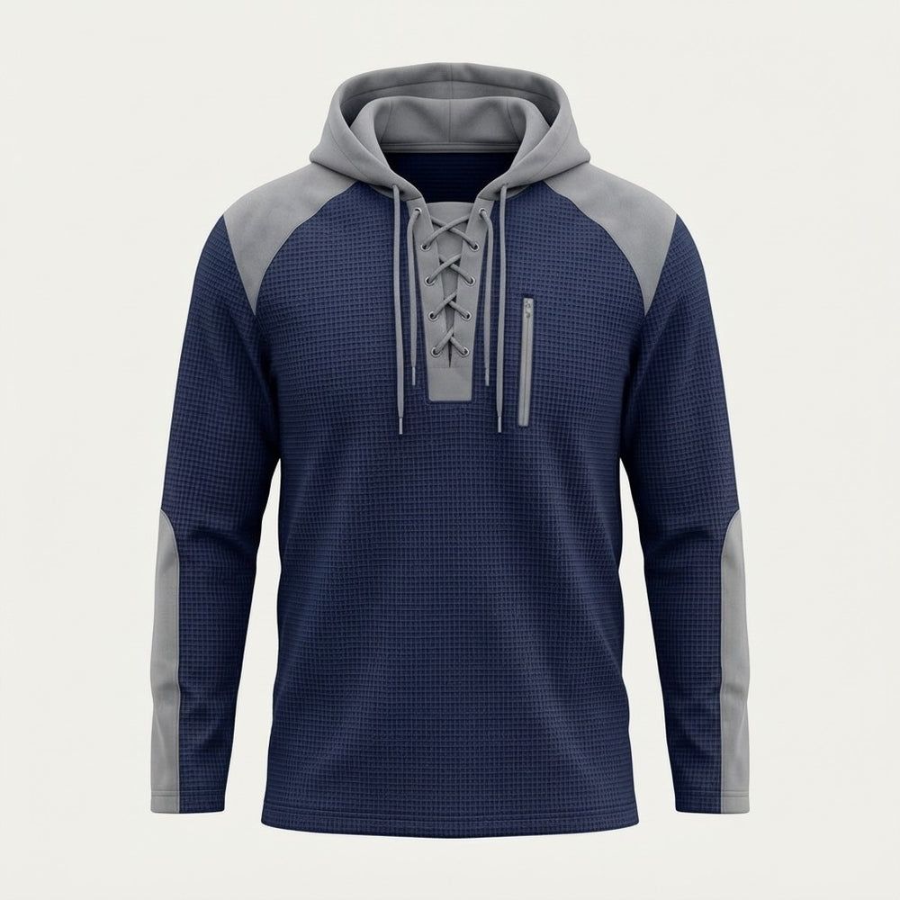 Color-Block Waffle Knit Hoodie