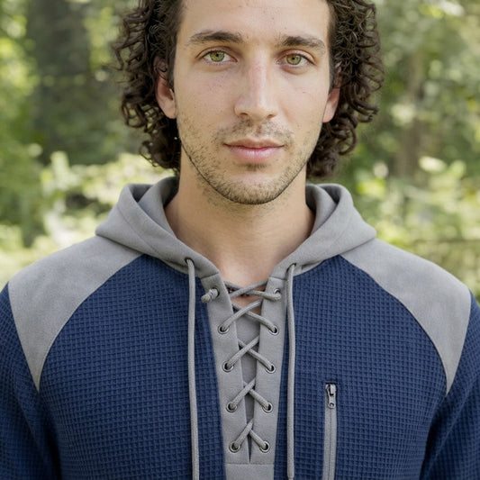 Color-Block Waffle Knit Hoodie
