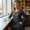 💎🧶 New Arrivals – Long-Sleeved Fall Dresses with Square Necklines for Women