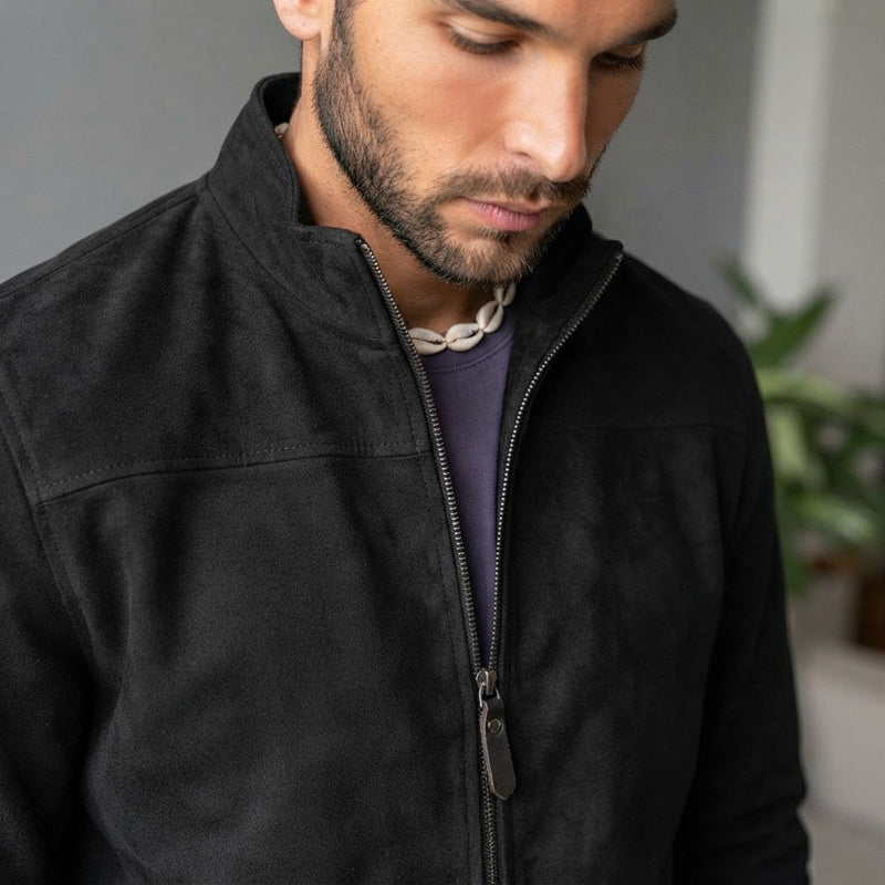 Men's Suede Bomber Jacket