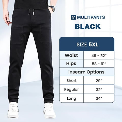 Men's high-stretch cargo pants - Black